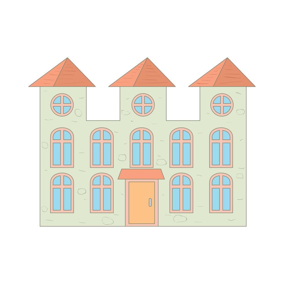 Two storey house with arched windows icon vector