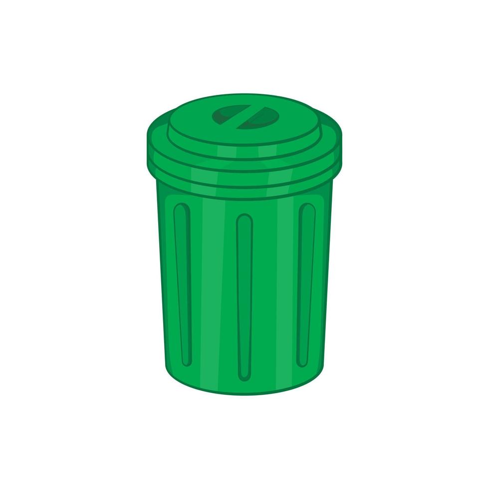 Trash can icon, cartoon style vector