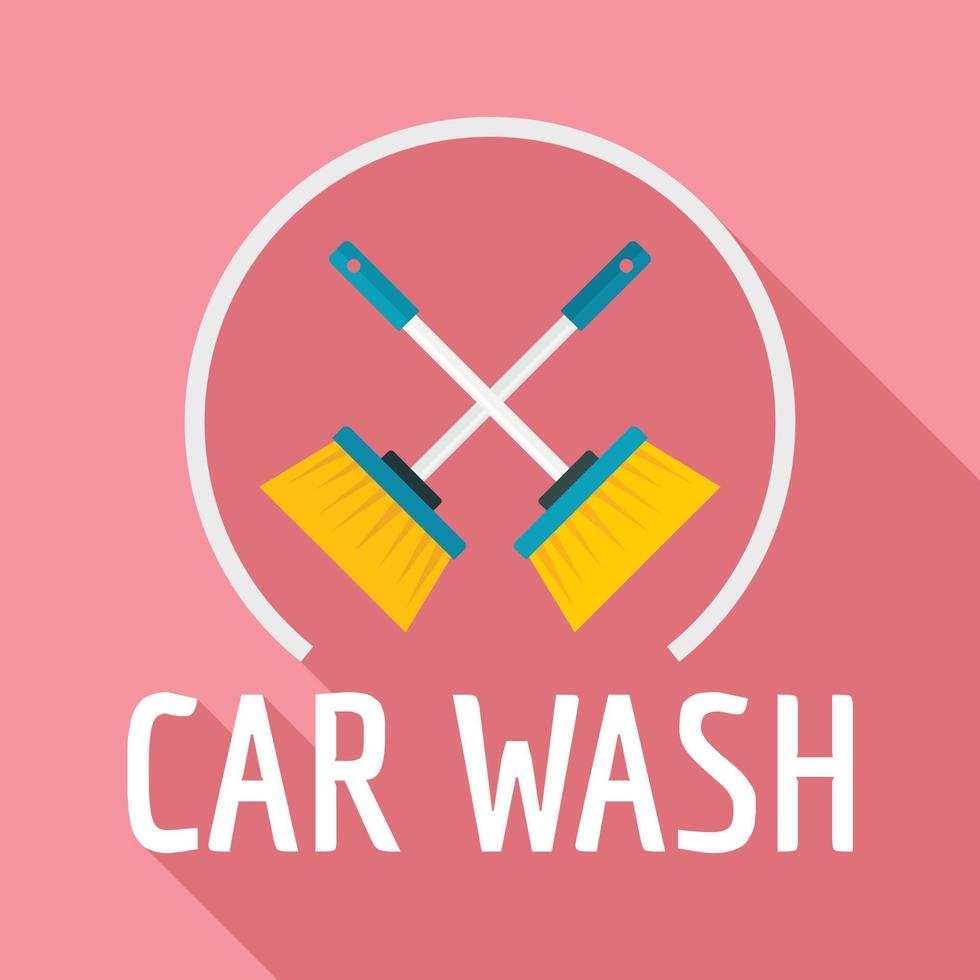 Brush car wash logo, flat style vector