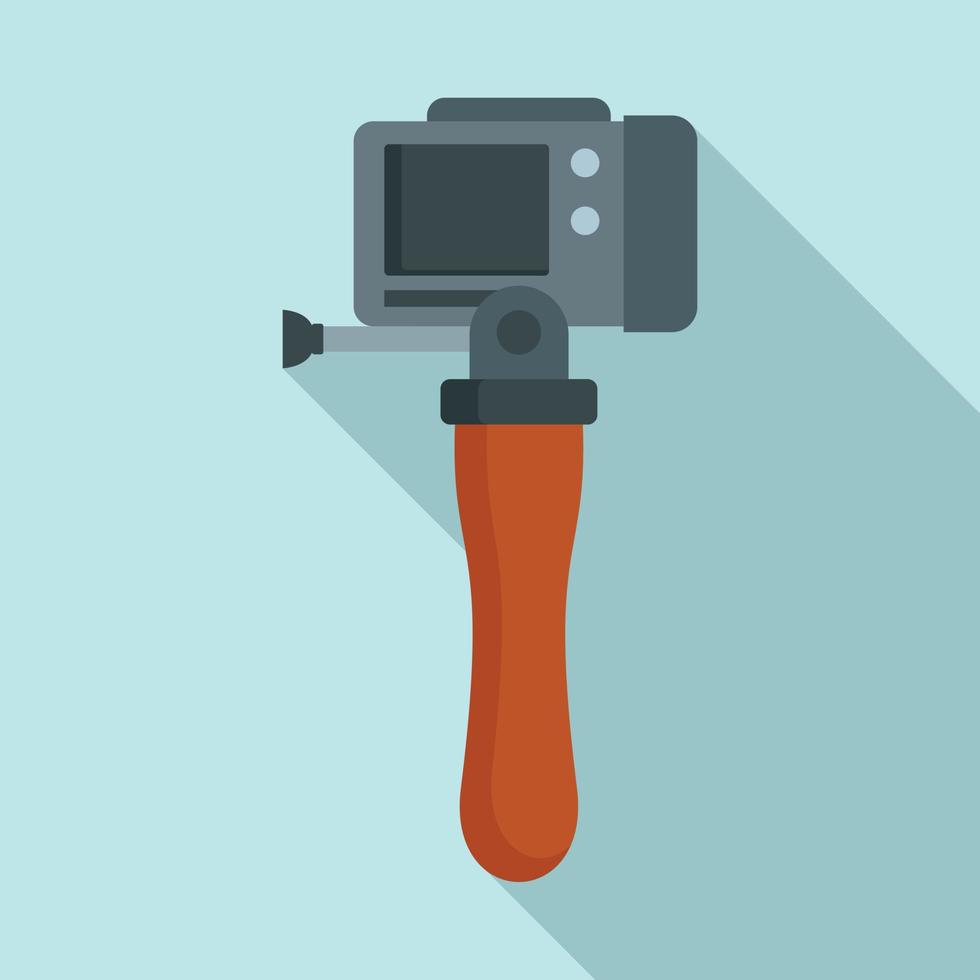 Hand stick camera icon, flat style vector