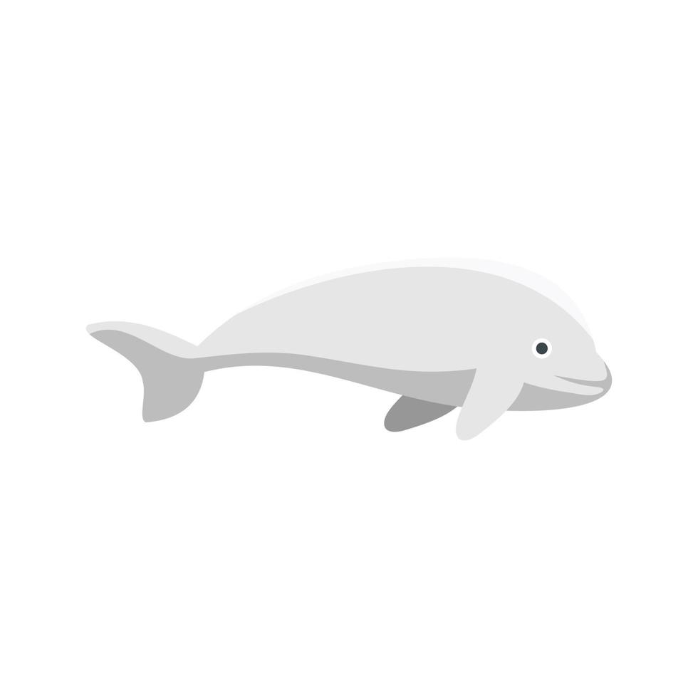 Beluga whale icon, flat style vector