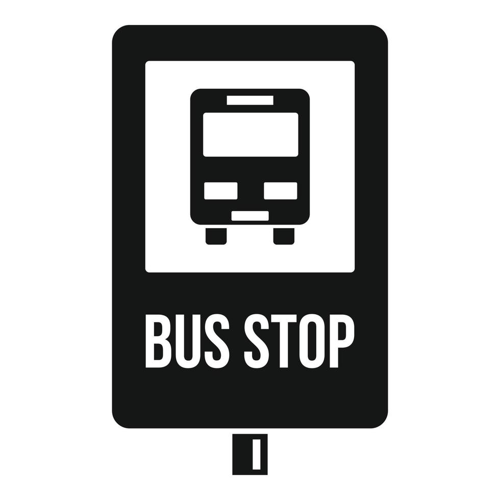 City bus stop sign icon, simple style vector