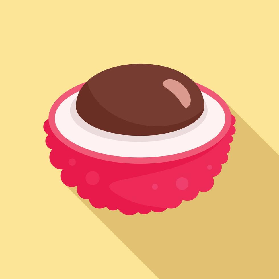 Half lychees icon, flat style vector