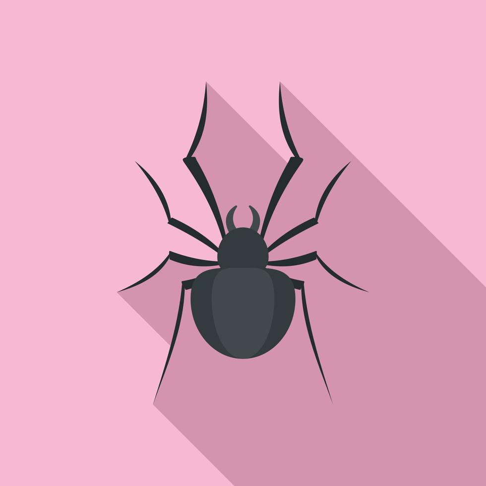 Black house spider icon, flat style vector