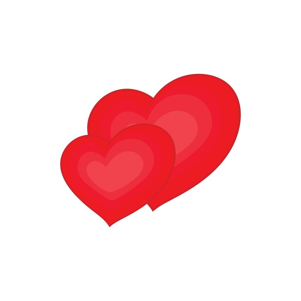 Two red hearts icon, cartoon style vector