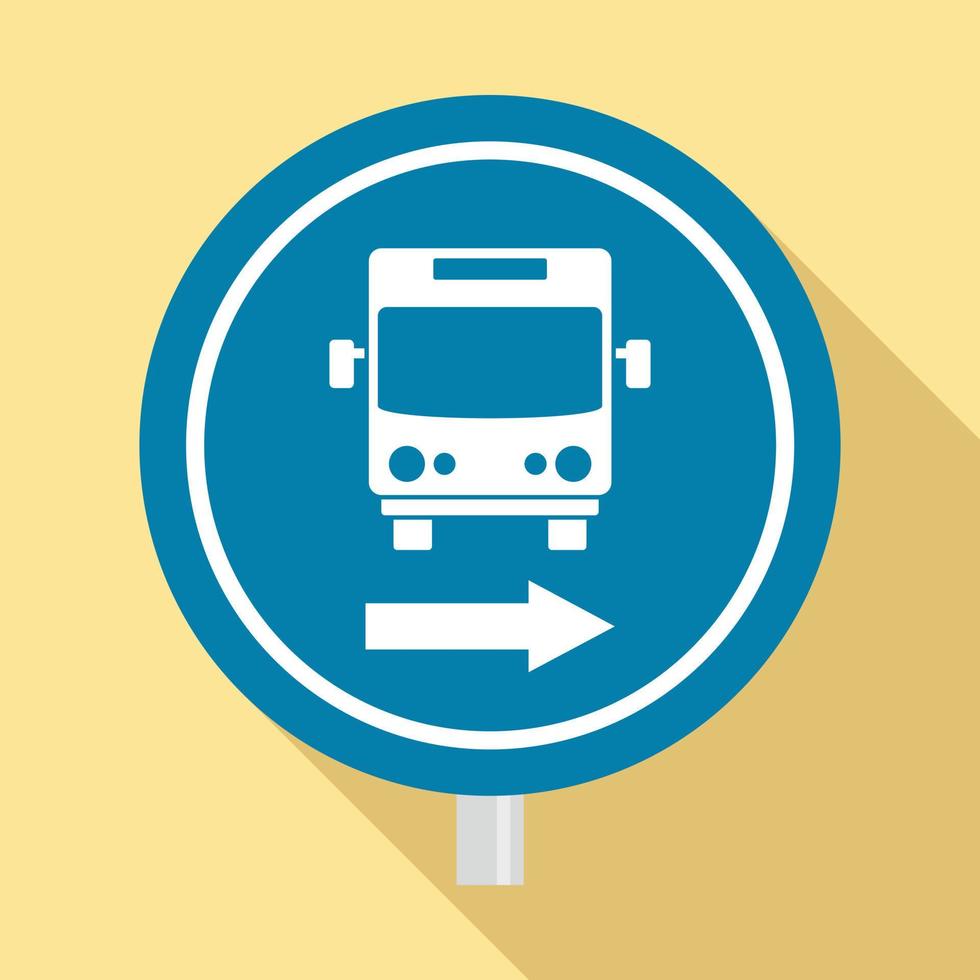 icono de signo de la estación de autobuses circular, estilo plano vector