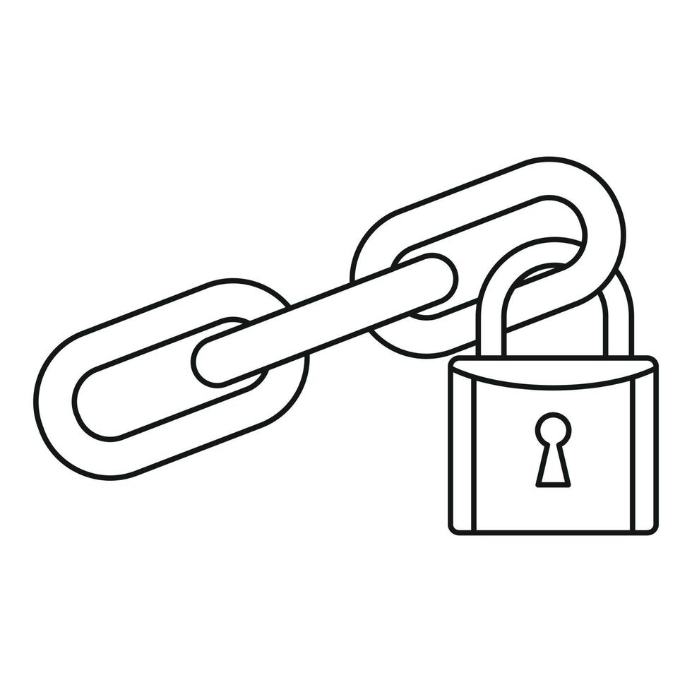 Secured lock icon, outline style vector