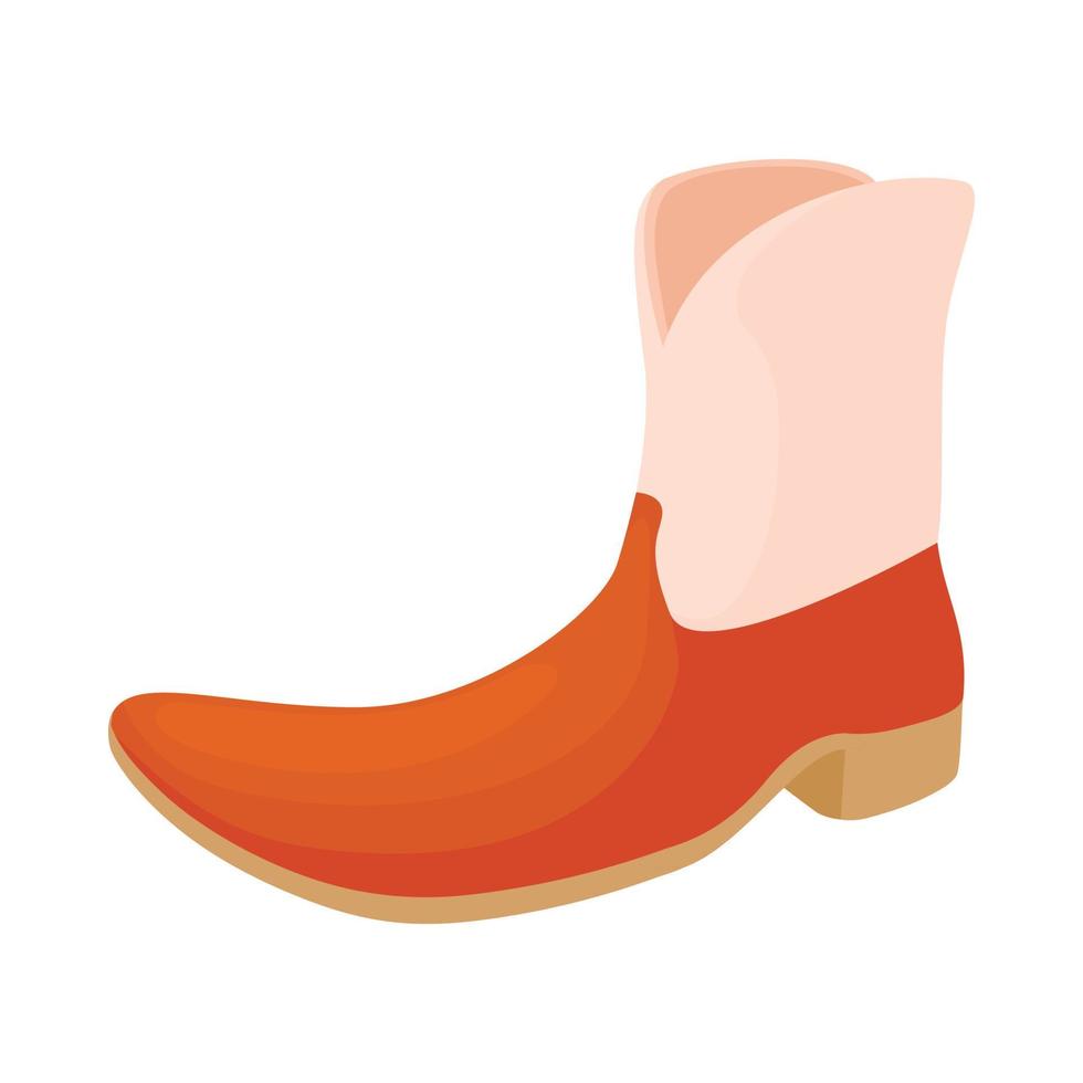 Brown leather female boots icon, cartoon style vector