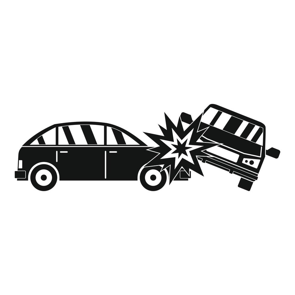 Crashed car icon, simple style vector