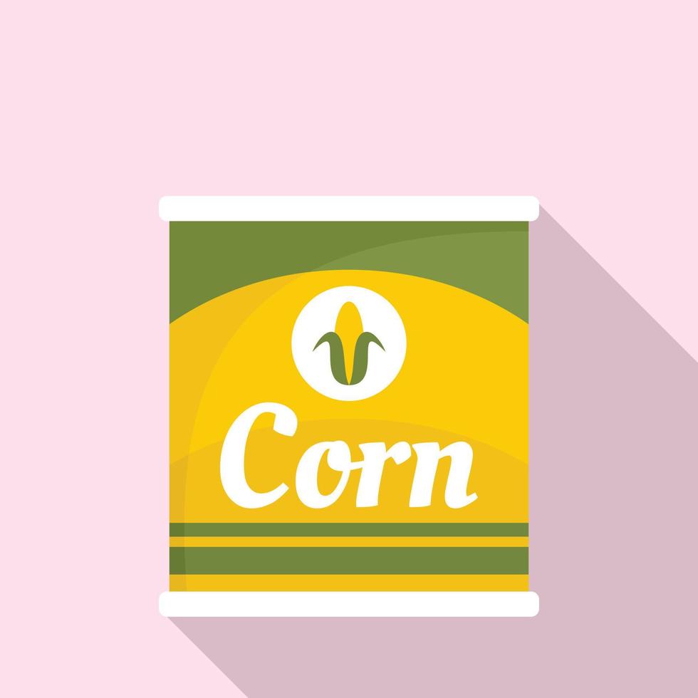 Corn can icon, flat style vector