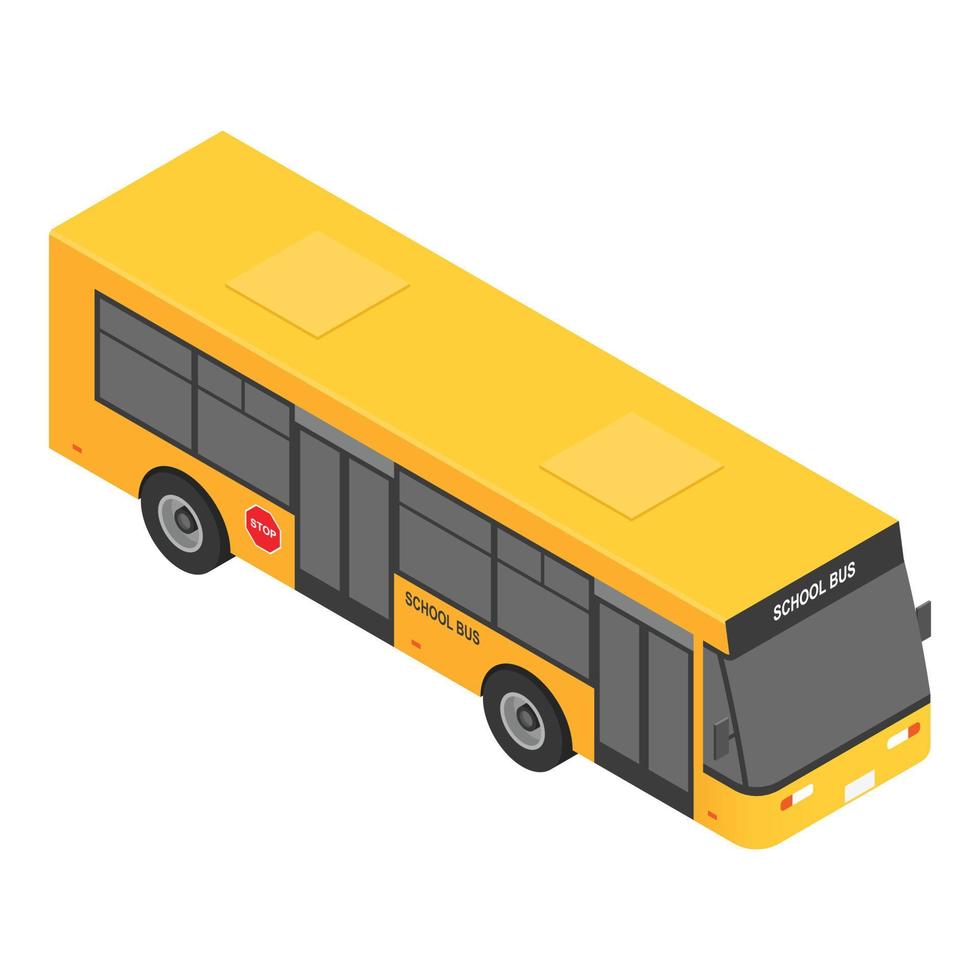 Modern school bus icon, isometric style vector