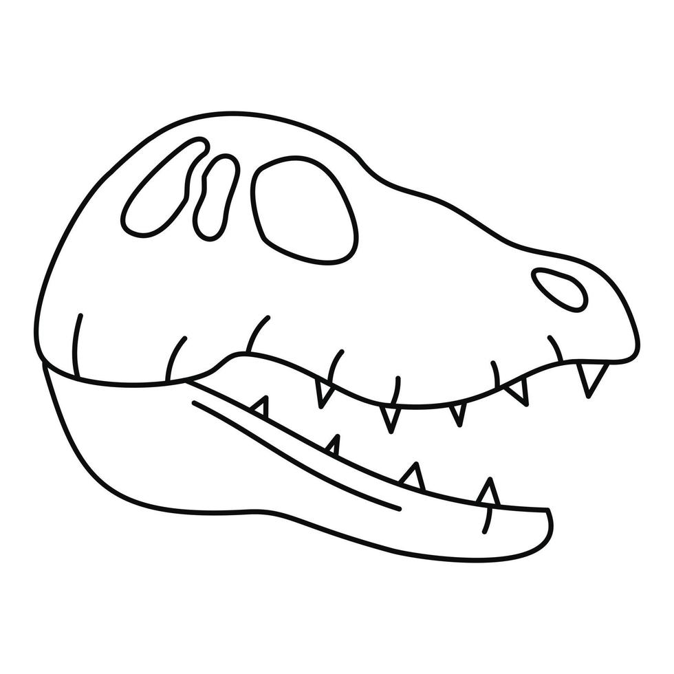 icono de cabeza de cráneo de dinosaurio, estilo de esquema vector