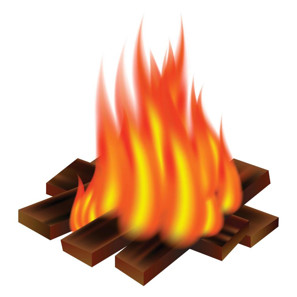 Camp fire icon, realistic style vector