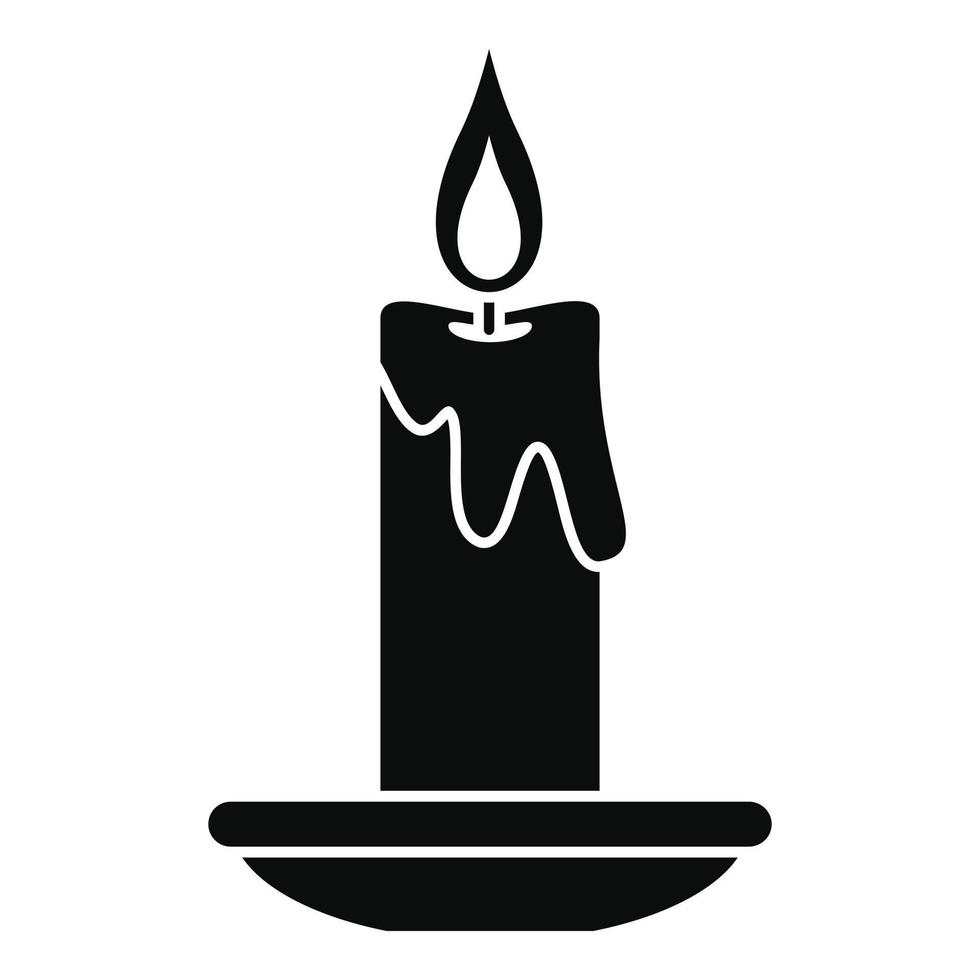 Burning candle icon, simple style vector