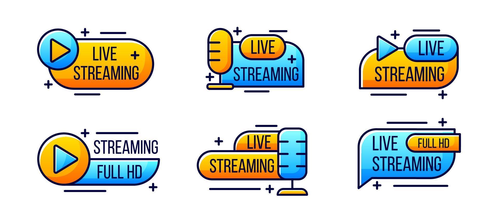 Live Streaming Icons Set vector