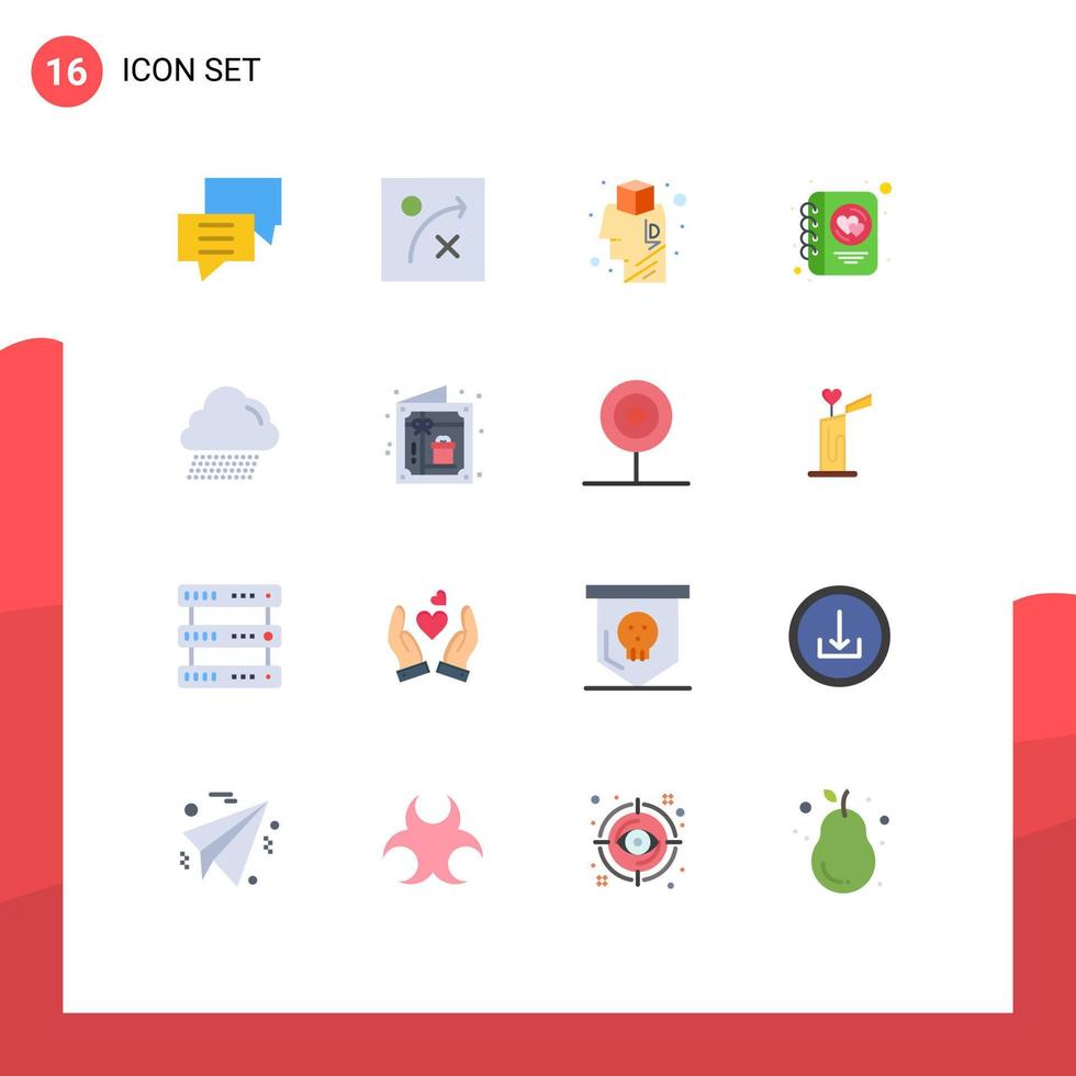16 Universal Flat Colors Set for Web and Mobile Applications canada cloud brainstorming writing heart Editable Pack of Creative Vector Design Elements