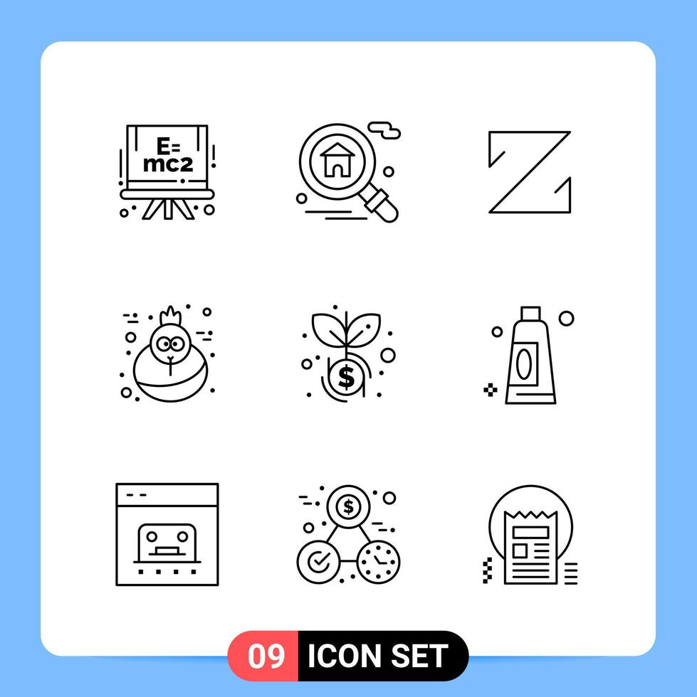 9 Line Black Icon Pack Outline Symbols for Mobile Apps isolated on white background 9 Icons Set Creative Black Icon vector background