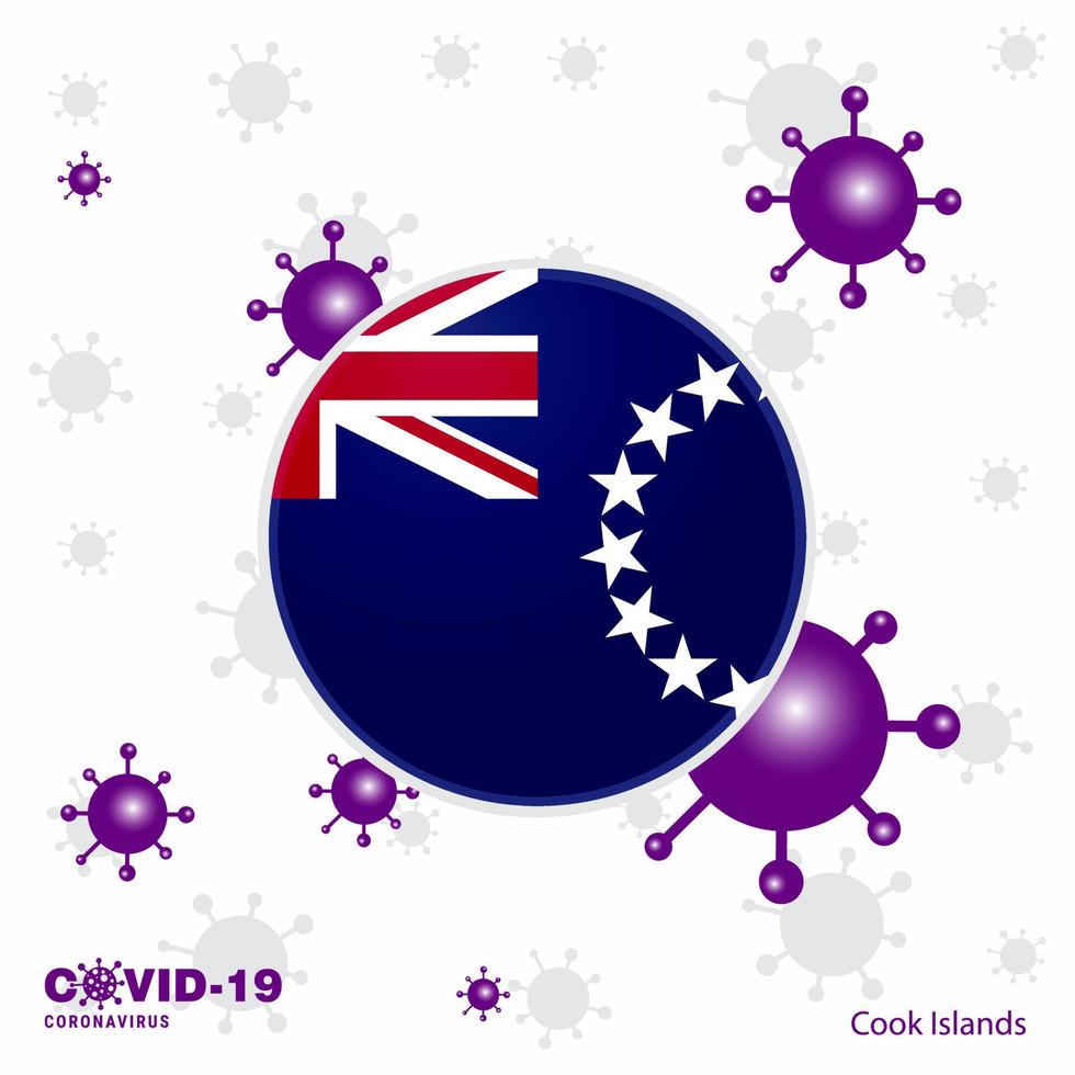 Pray For Cook Islands COVID19 Coronavirus Typography Flag Stay home Stay Healthy Take care of your own health vector