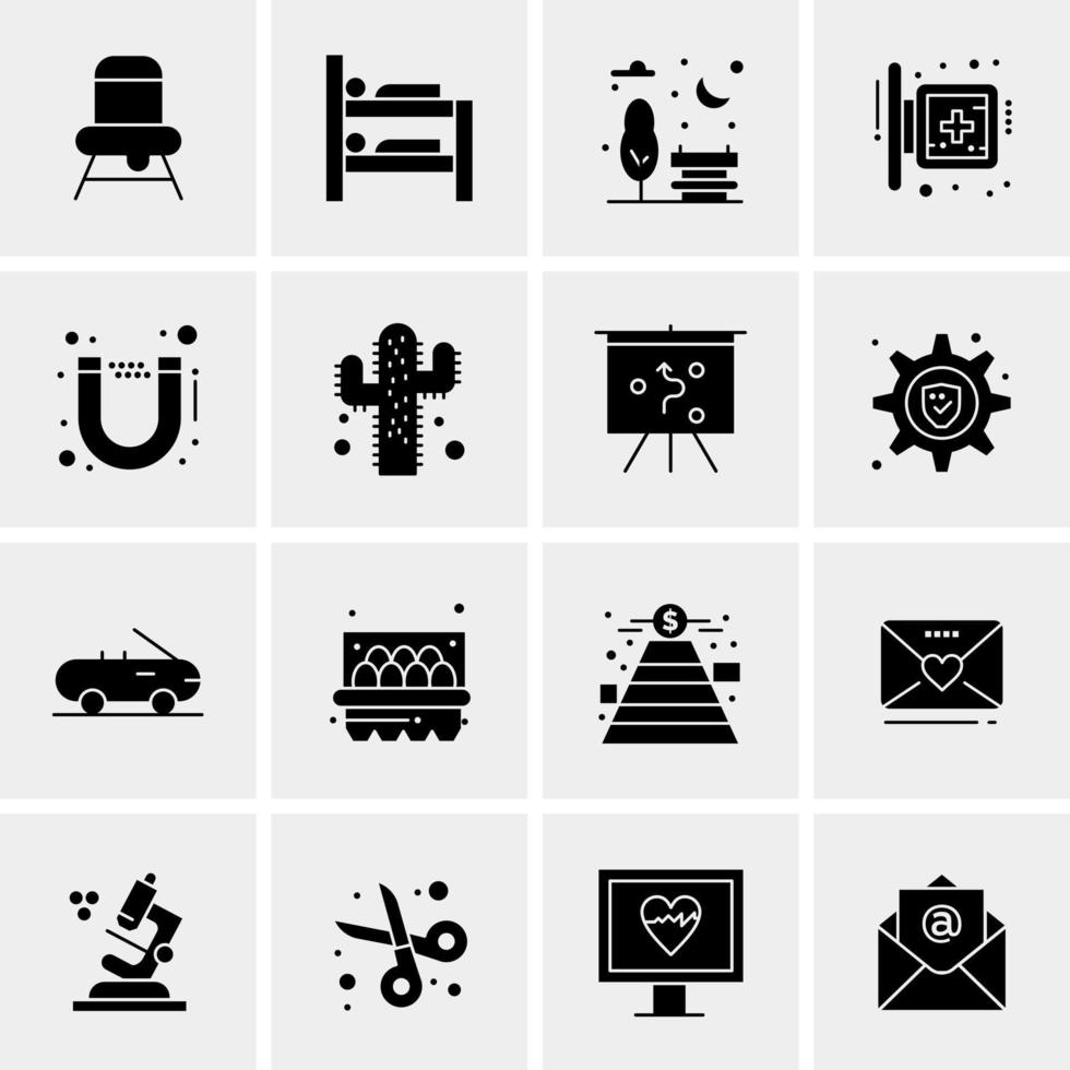 16 iconos de negocios universales vector ilustración de icono creativo para usar en proyectos relacionados con la web y dispositivos móviles