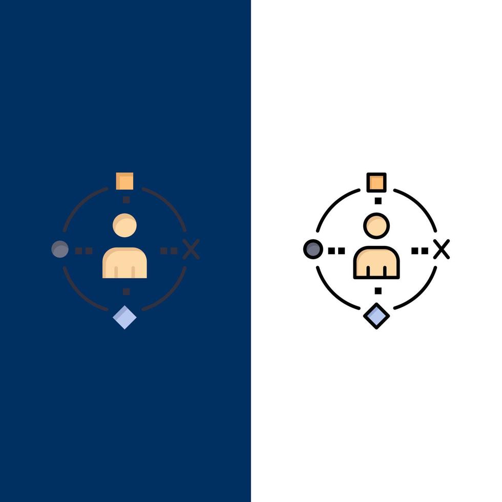 Ambient User Technology Experience  Icons Flat and Line Filled Icon Set Vector Blue Background