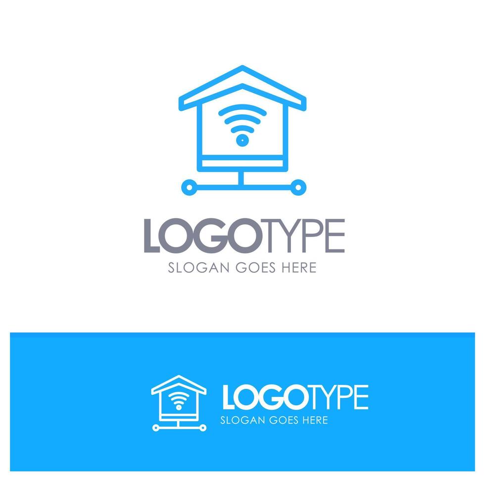 logotipo de contorno azul de señal de Internet de seguridad con lugar para eslogan vector