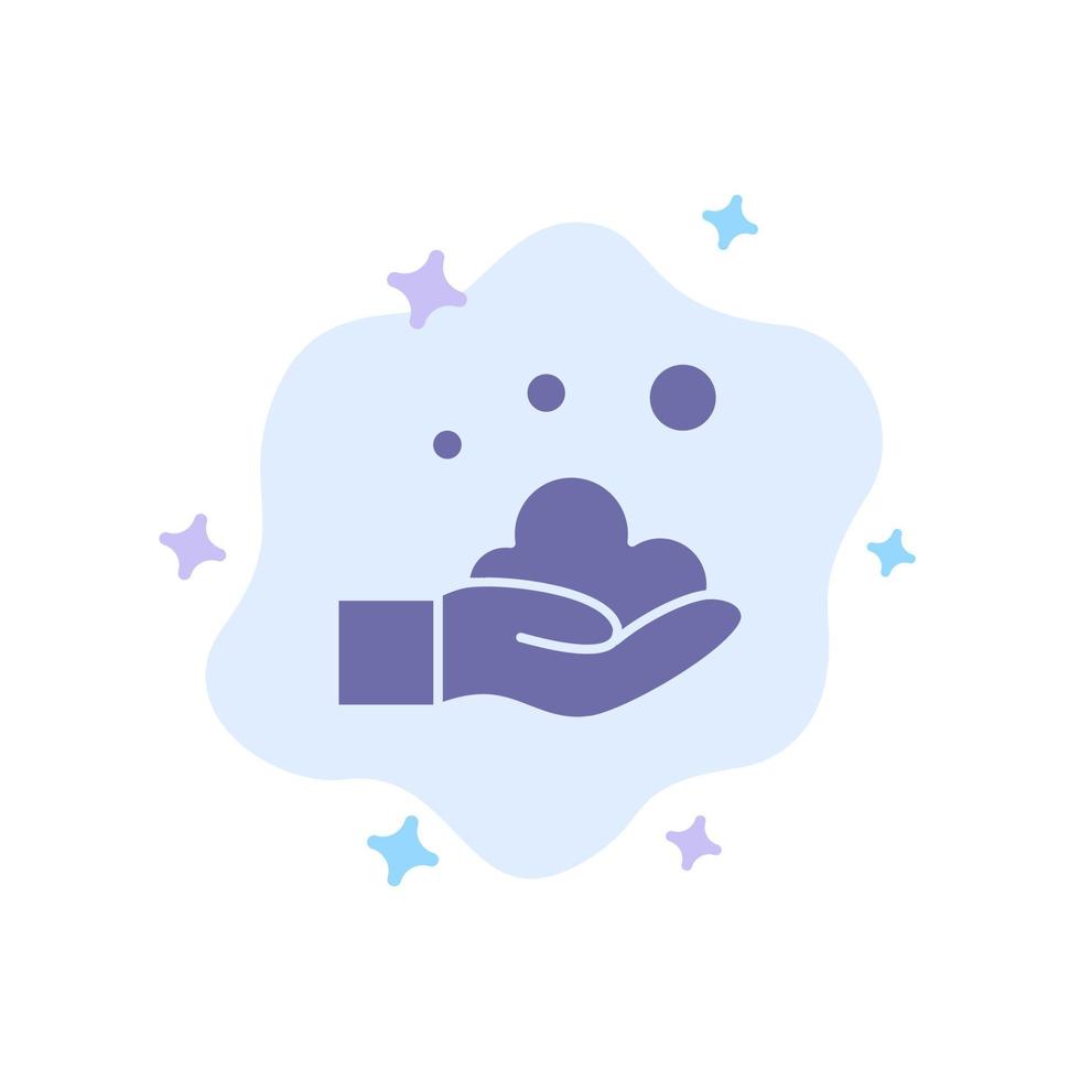 Cleaning Hand Soap Wash Blue Icon on Abstract Cloud Background vector