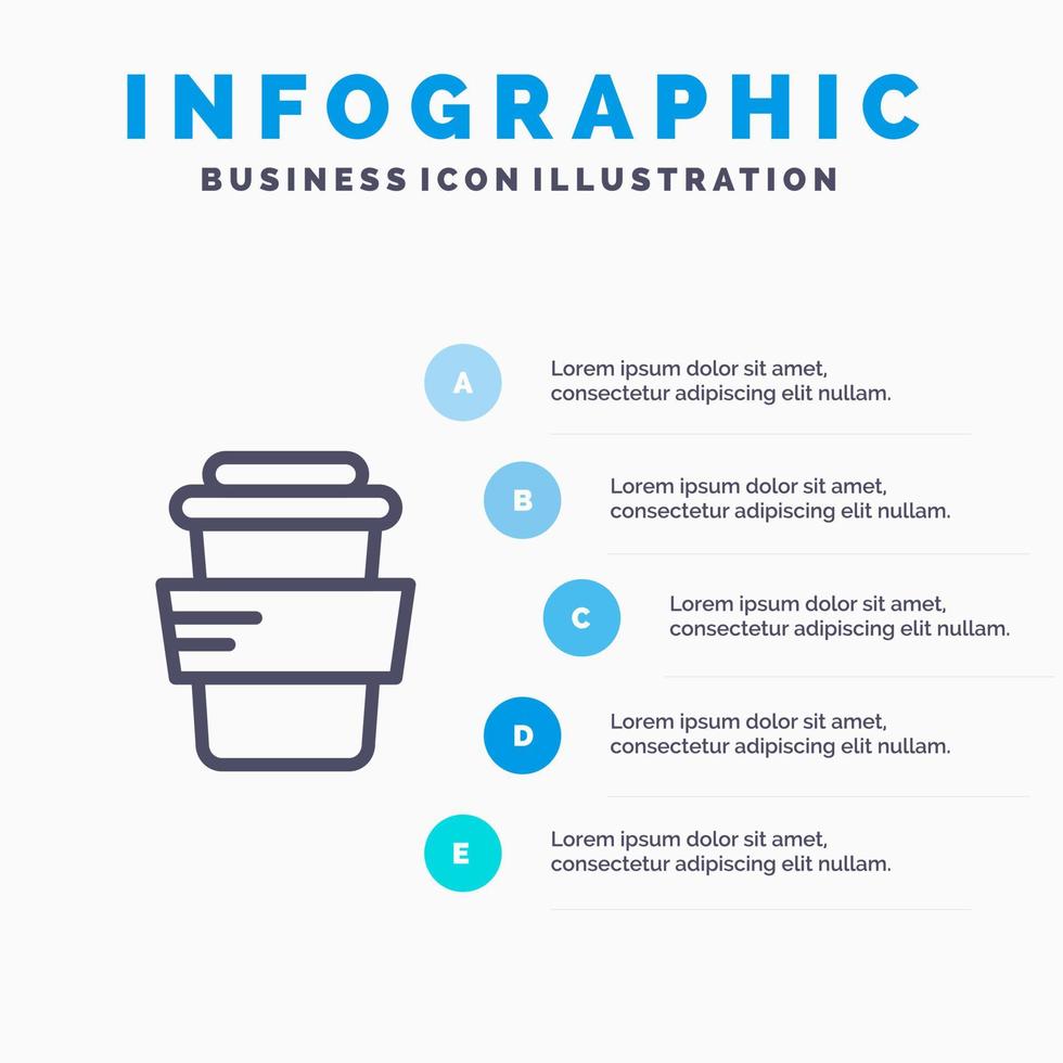 icono de línea de bebida de estudio de vidrio con fondo de infografía de presentación de 5 pasos vector