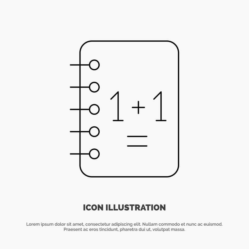 educación cuaderno bloc de notas 11 línea icono vector