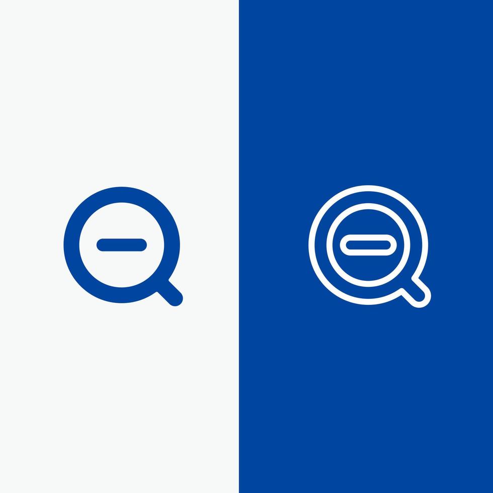 Search Less Remove Delete Line and Glyph Solid icon Blue banner Line and Glyph Solid icon Blue banner vector