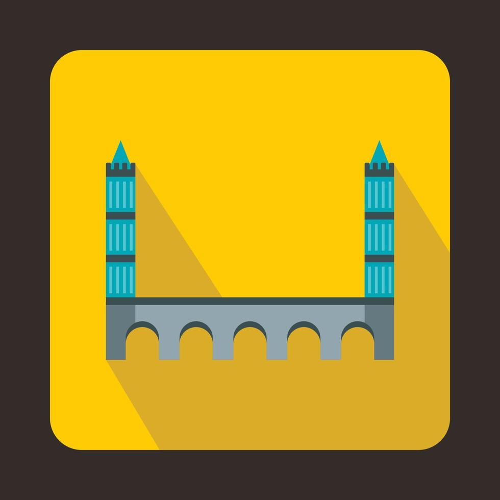 Bridge with towers icon, flat style vector