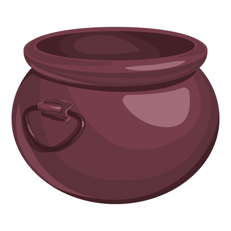 Big cauldron icon, cartoon style vector