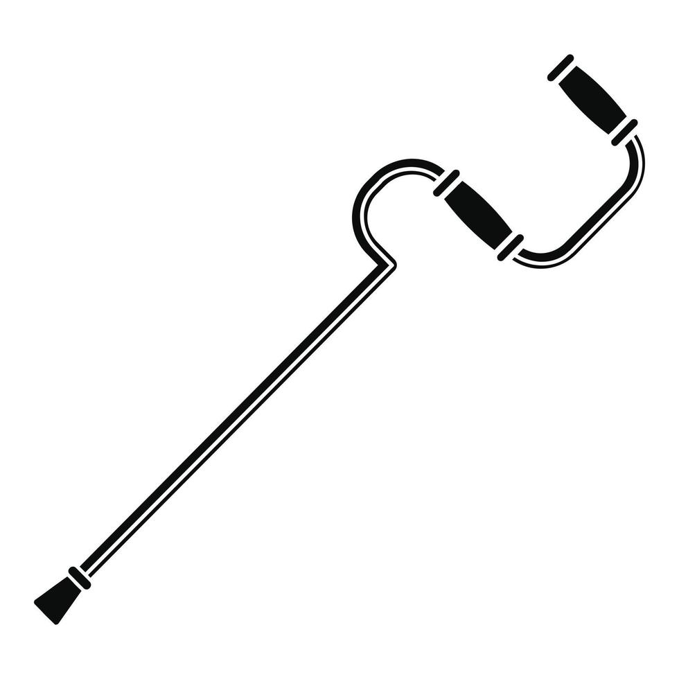 Metal walking stick icon, simple style vector