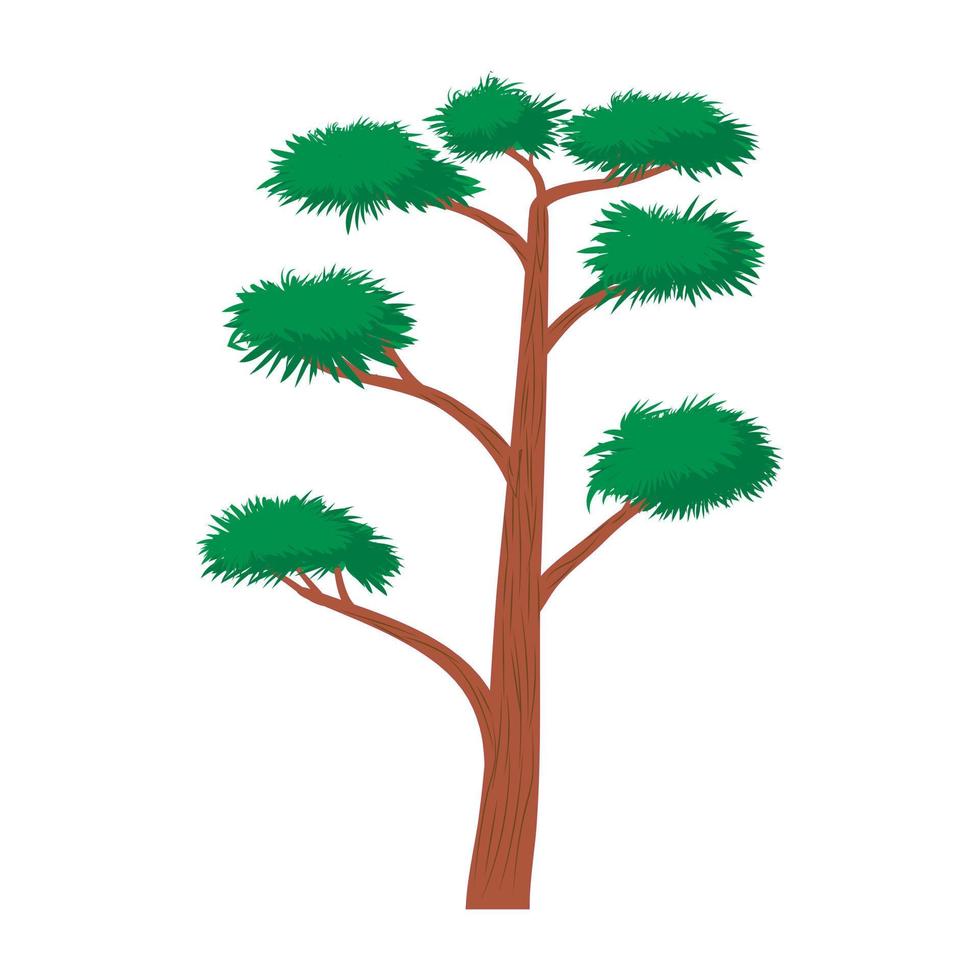 High pine tree icon, cartoon style vector