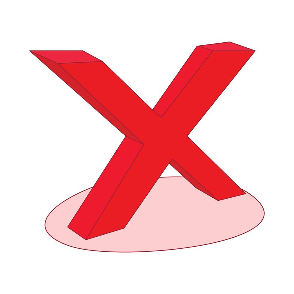 No check mark icon, cartoon style vector