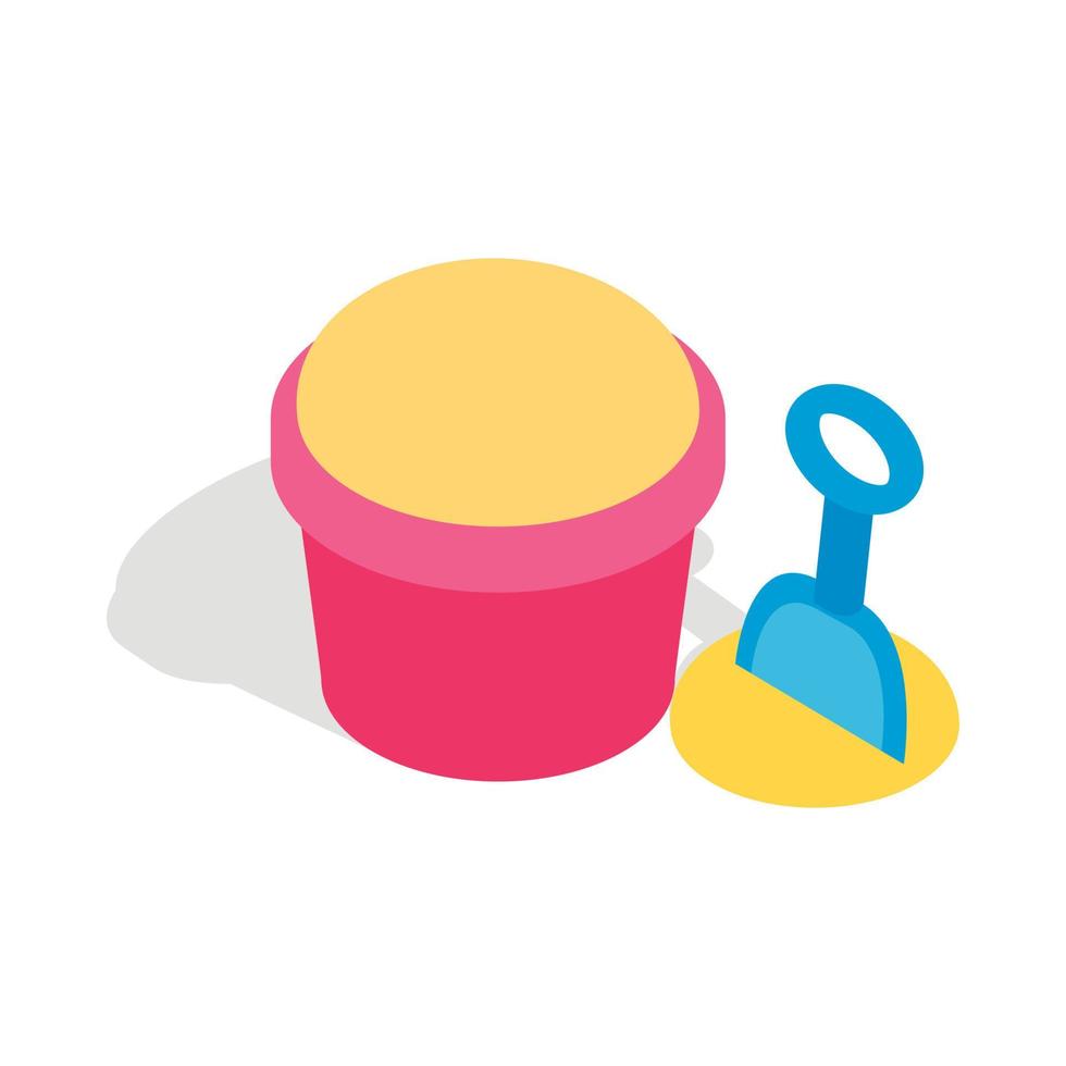 Bucket and shovel for childrens sandbox icon vector