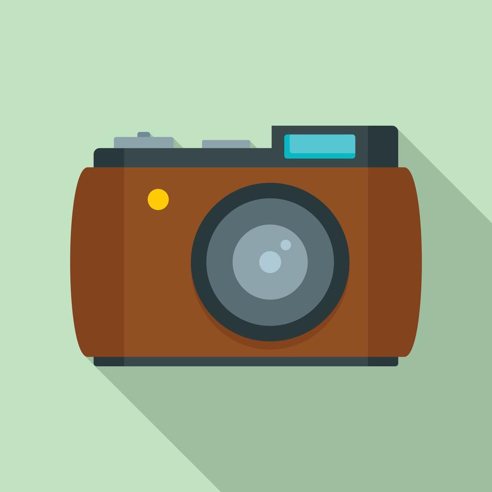 Retro camera icon, flat style vector