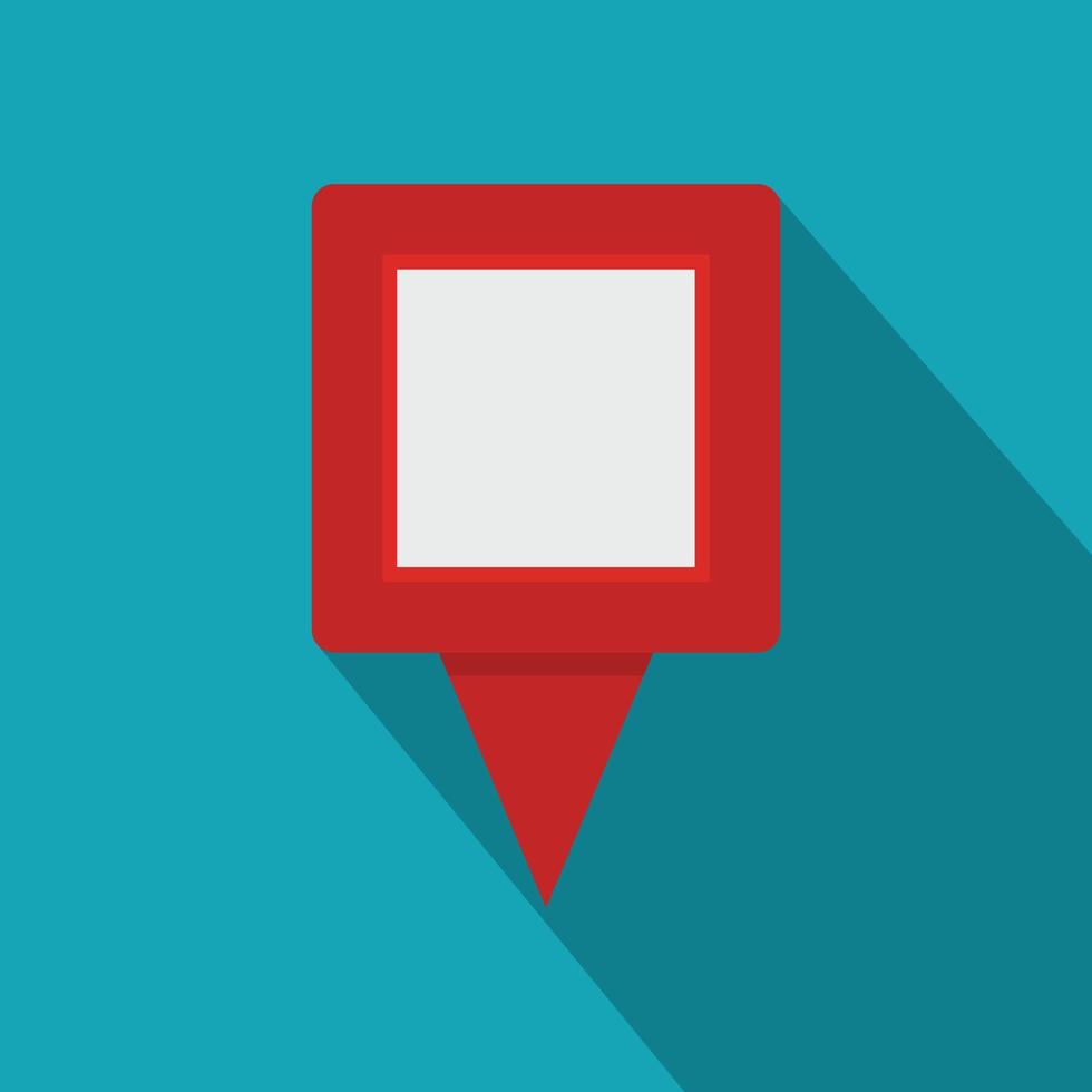 Square pin icon, flat style. vector