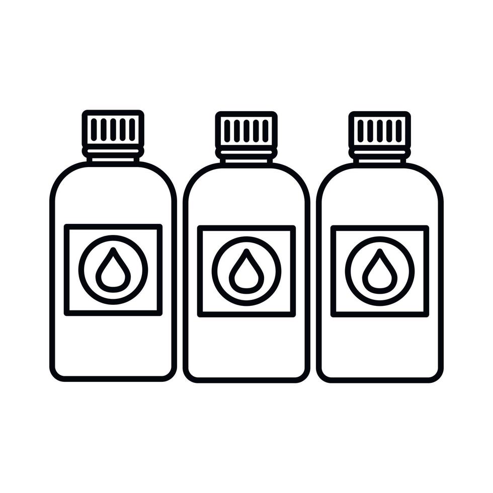 icono de botellas de tinta de impresora, estilo de esquema vector