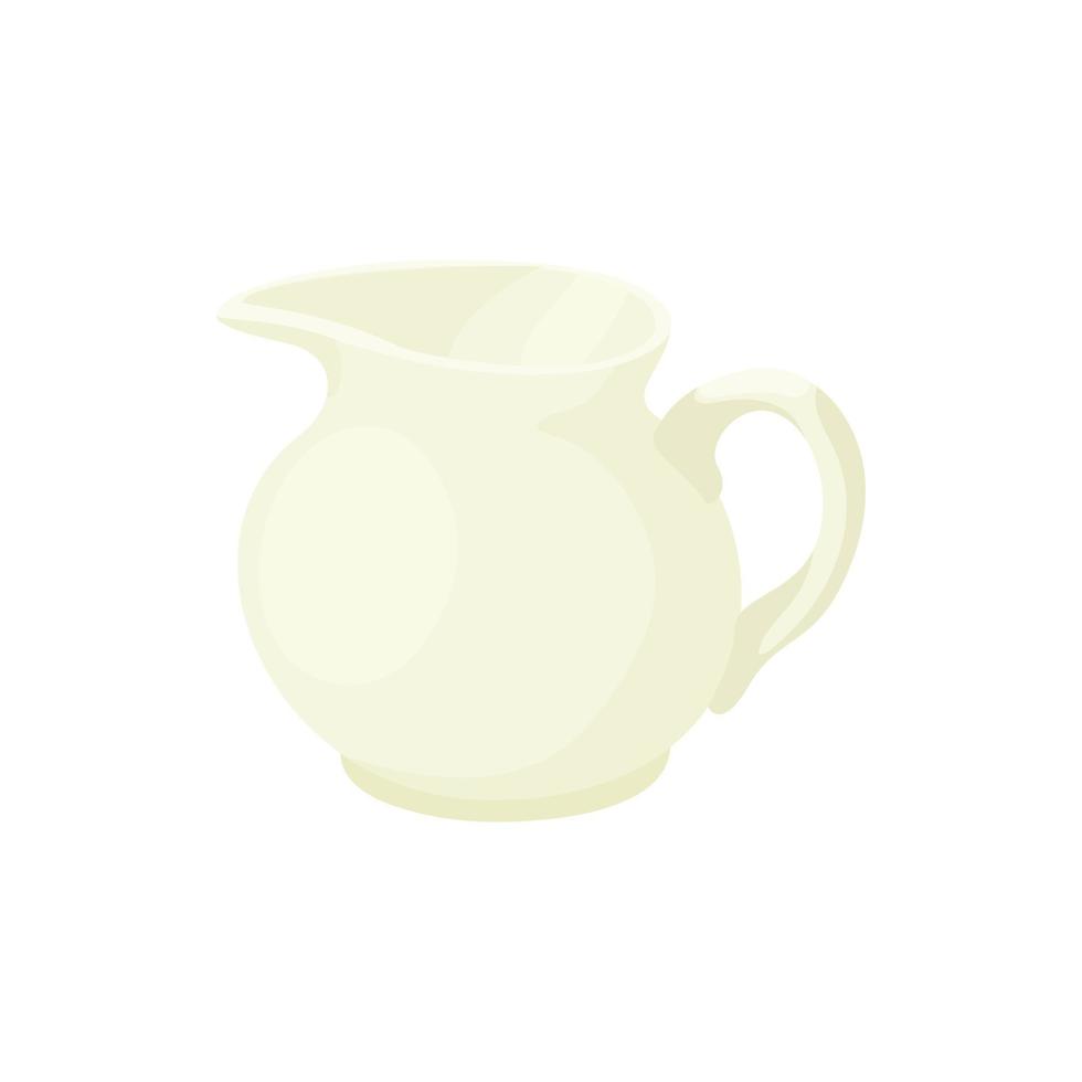 White porcelain milk jug icon, cartoon style vector