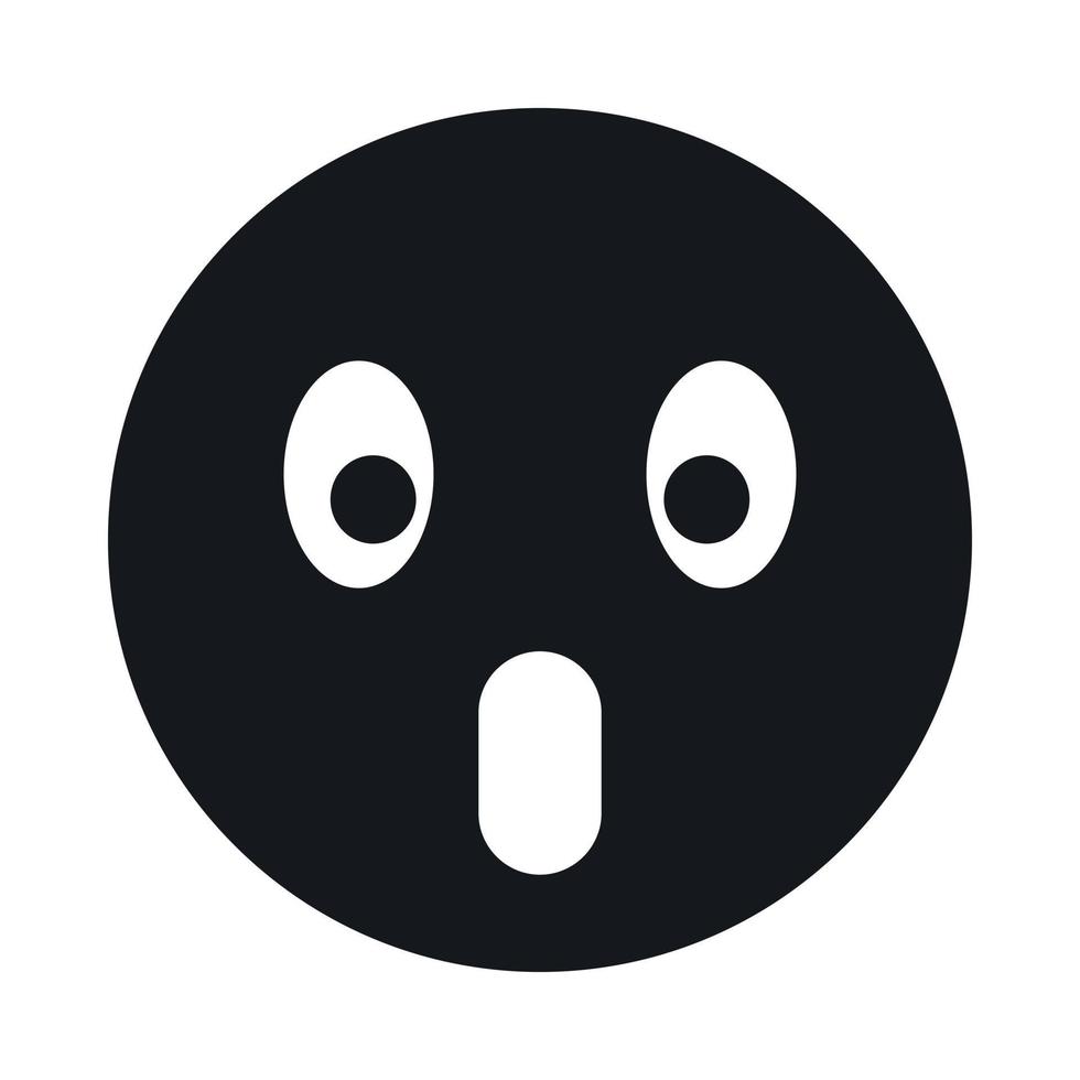 Frightened emoticon with open mouth icon vector