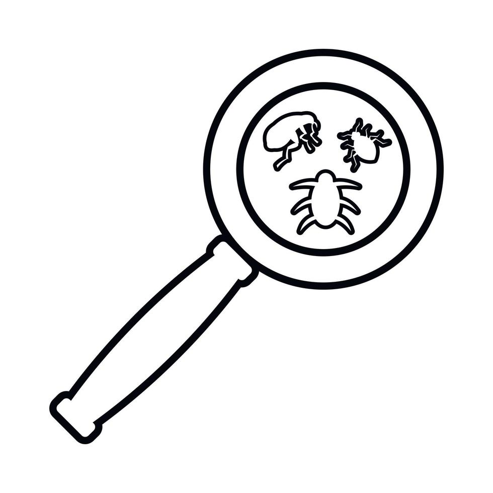 Magnifier and insects icon, outline style vector