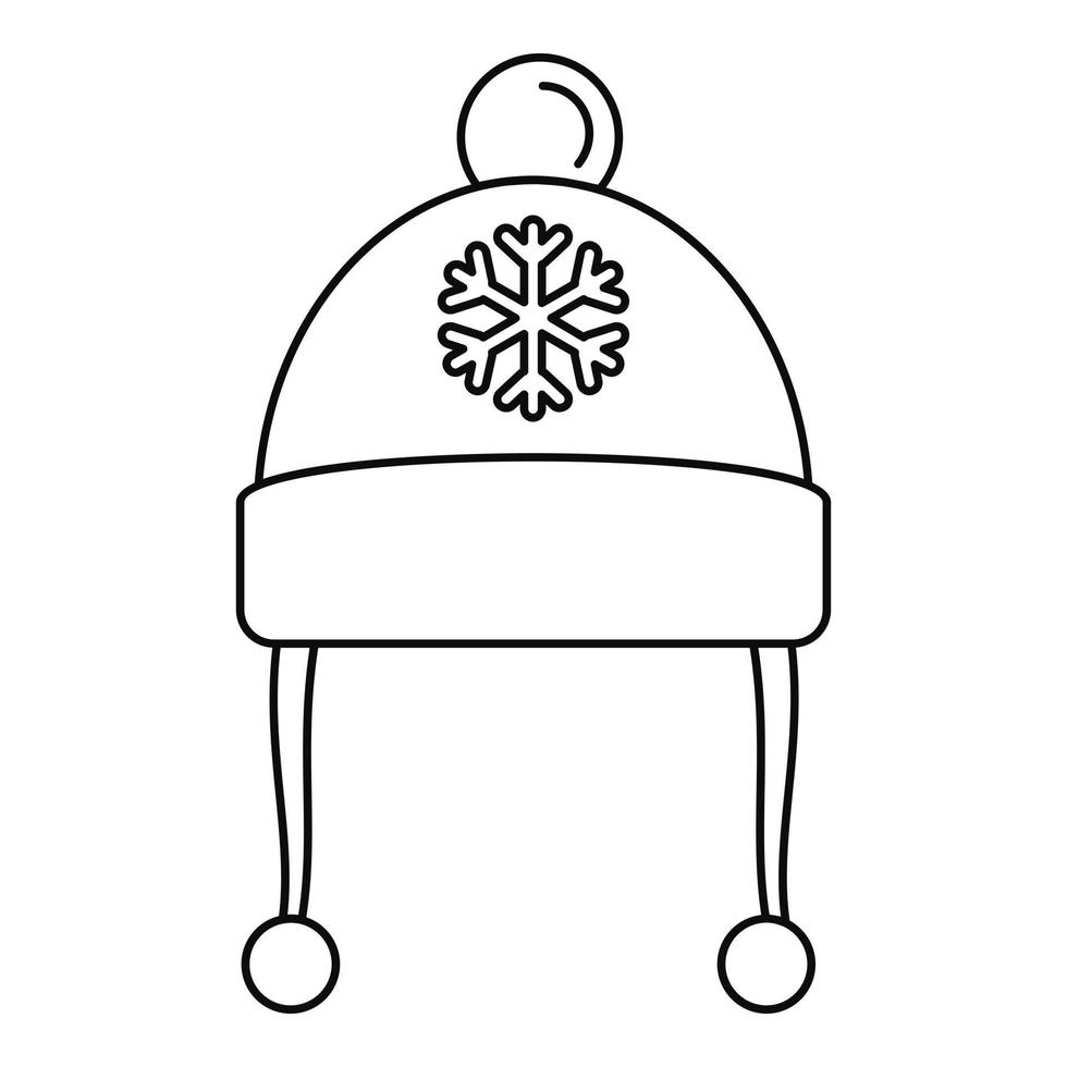 icono de sombrero de invierno, estilo de contorno vector