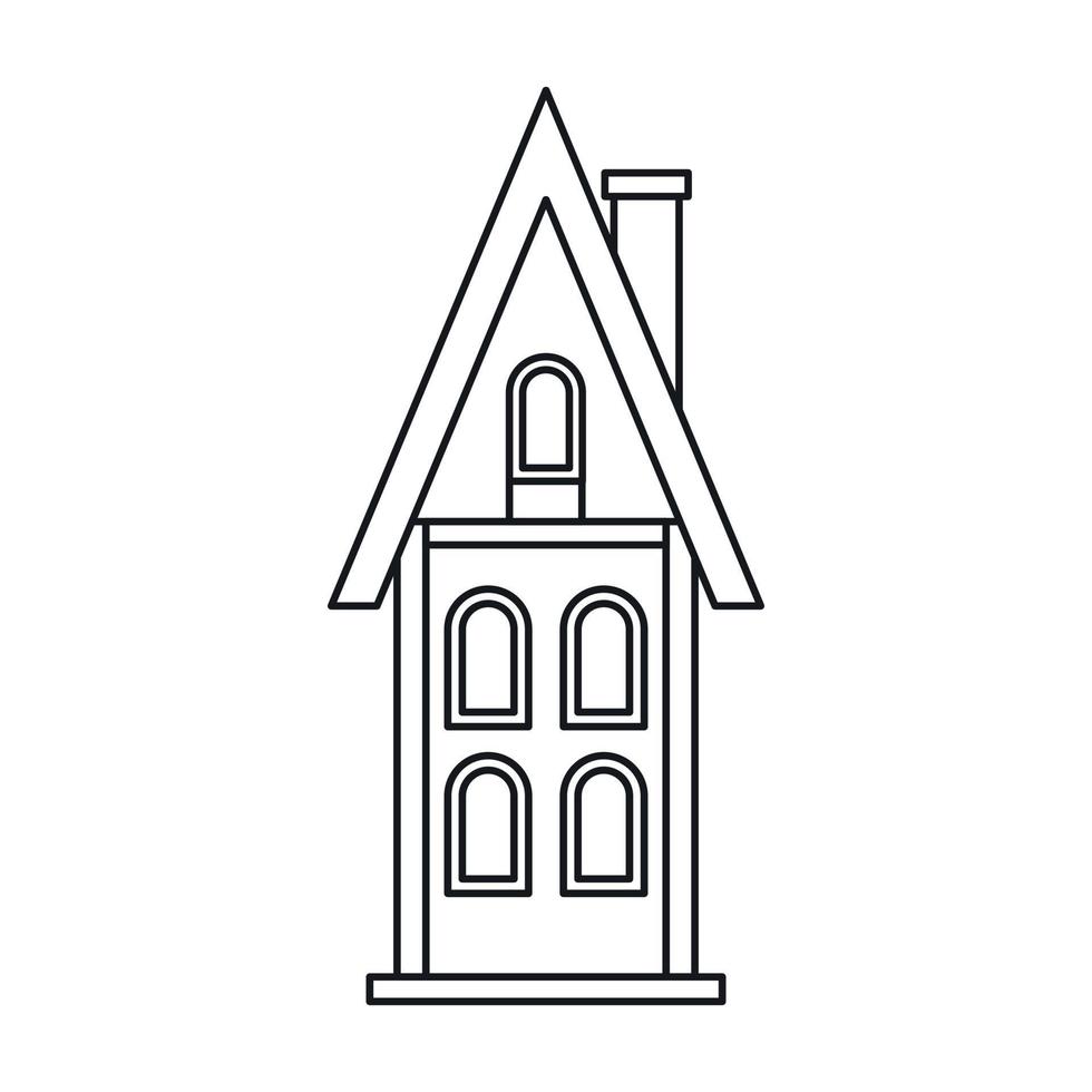 Two storey house with chimney icon, outline style vector