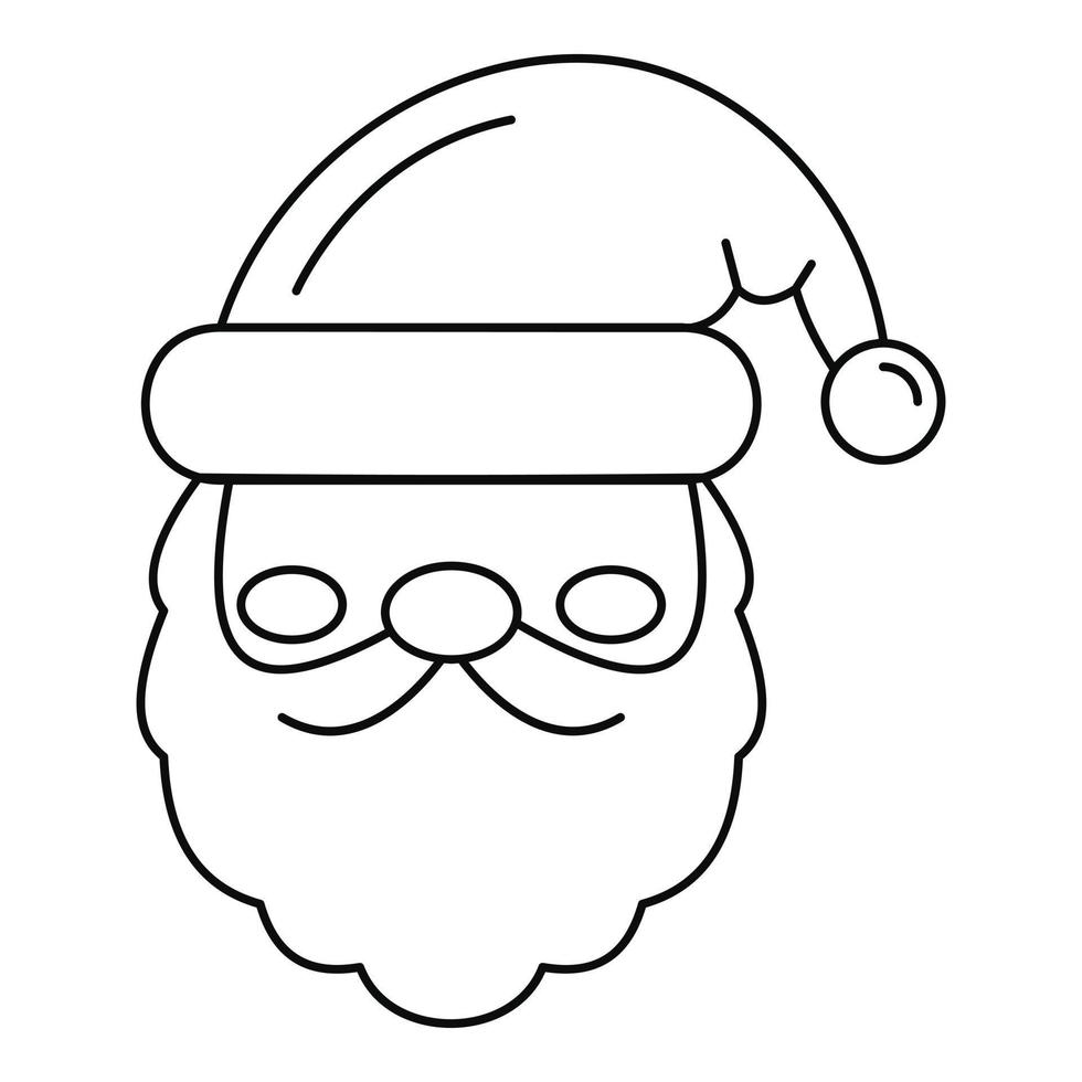 Santa face icon, outline style vector