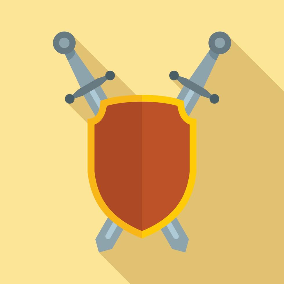 Shield and sword icon, flat style vector