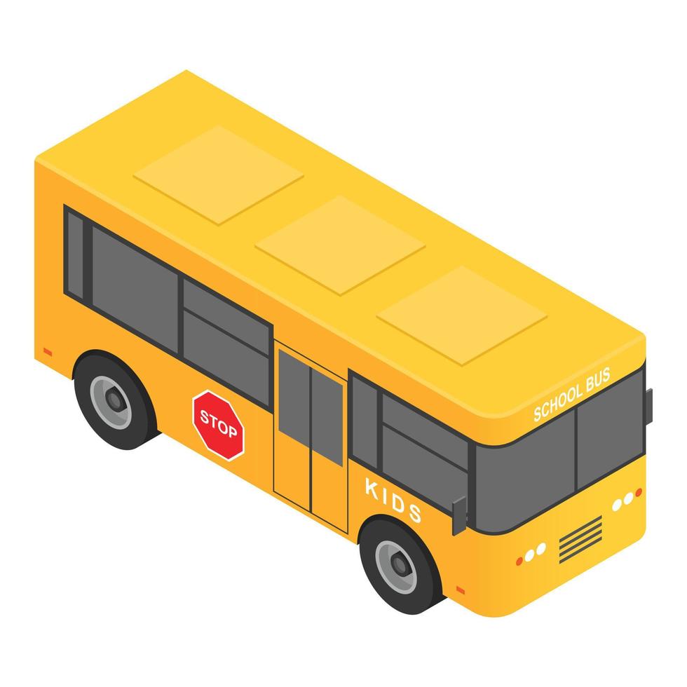 icono de autobús escolar para niños, estilo isométrico vector