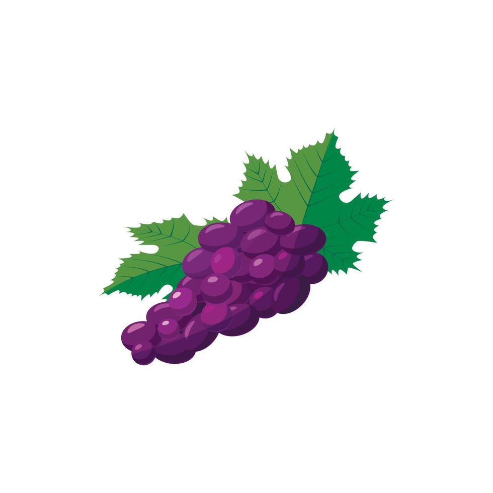 racimo de icono de uvas azules, estilo de dibujos animados vector