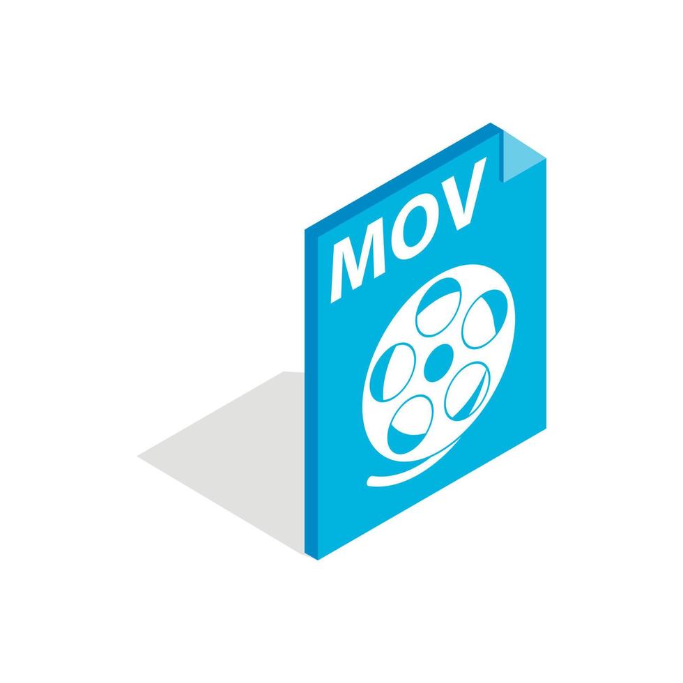 MOV video file extension icon, isometric 3d style vector