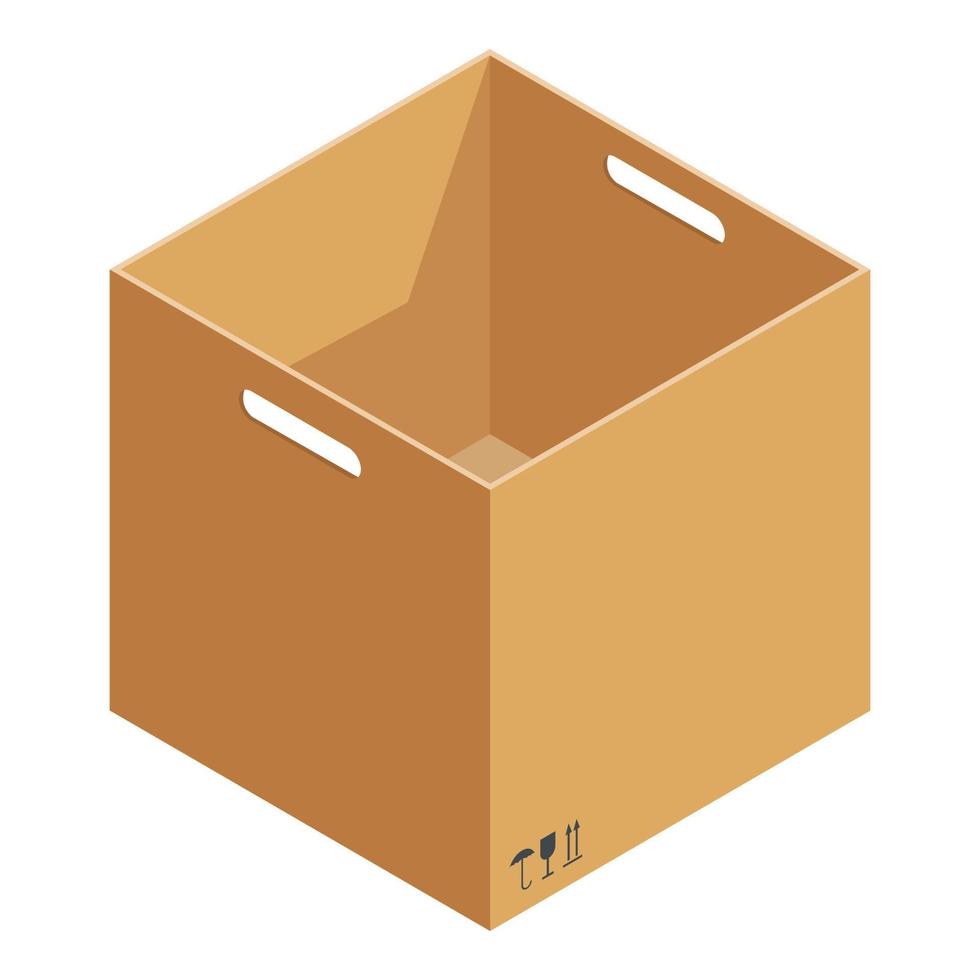 Opened box icon, isometric style vector