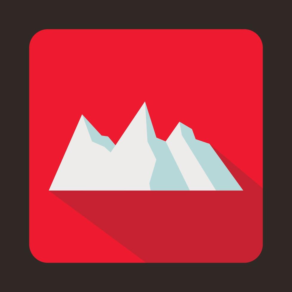 Snowy mountains icon, flat style vector
